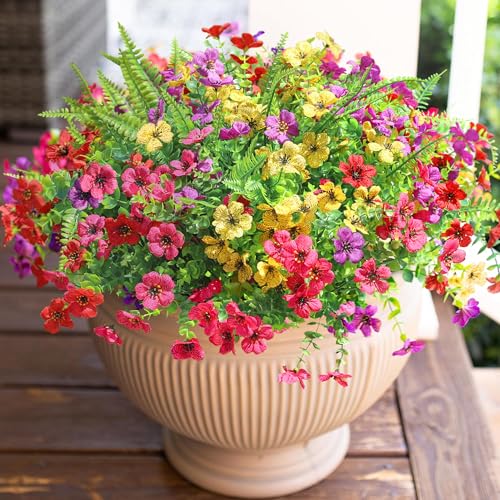 Artificial Faux Outdoor Flowers Plants for Summer Outside Decoration (Mixed Flower+grass)