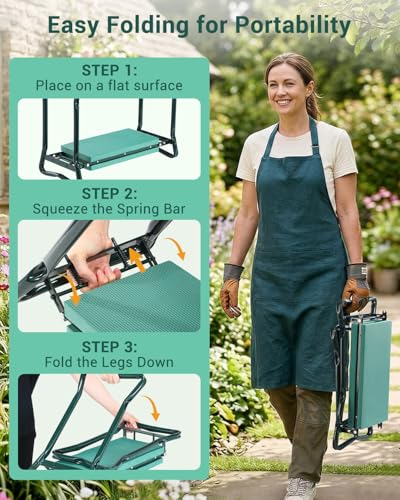 Garden Kneeler and Seat 8" Wider Pad Heavy Duty 2 (Green / 8" Wider Kneeling Pad)