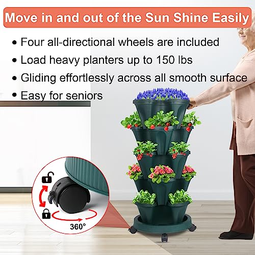 Stackable Planter (Dark Green / 5Tier-2 Pack)