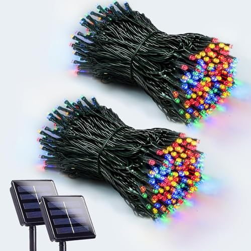 Solar Christmas Lights Outdoor 2 Pack 200 LED 66FT String Light Multicolor (Multicolor / 2 Pack)