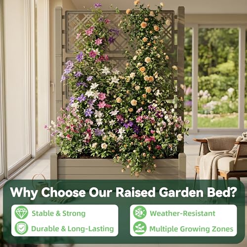 Vertical Garden Planter with Trellis for Climbing Plants (Gray / 43.43*18.27*59.29)