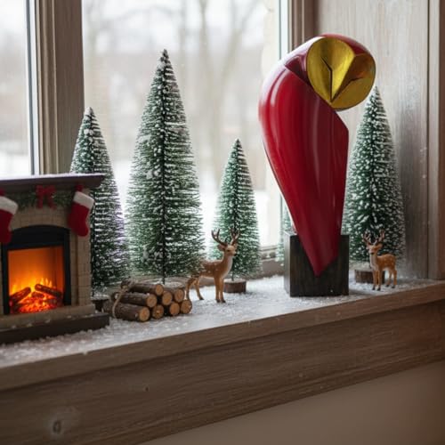 15 Inch Resin Owl Sculpture (Red)