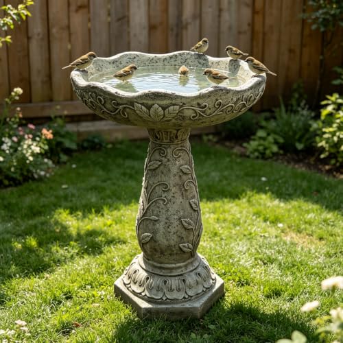 23.62" H Modern Resin fiber Outdoor Bird Bath (23.62''H)