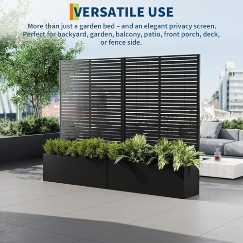 Metal Planter Box with Trellis 71"x47"x16" (Strips / no wheel)