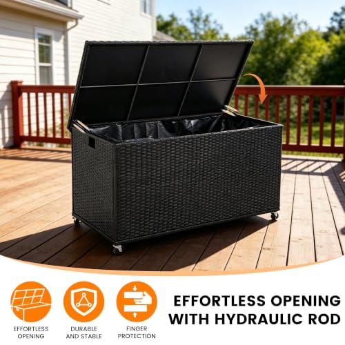 Sundale 170 Gallon Oudoor Deck Box (Black / 170 Gallon)