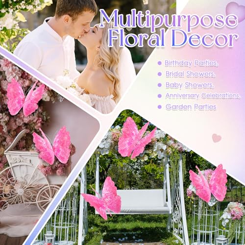 3 Pcs Giant Butterfly Decoration (Butterfly / Gradient Rose Red)