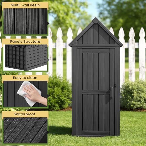Outdoor Resin Storage Cabinet Sturdy All (Black)