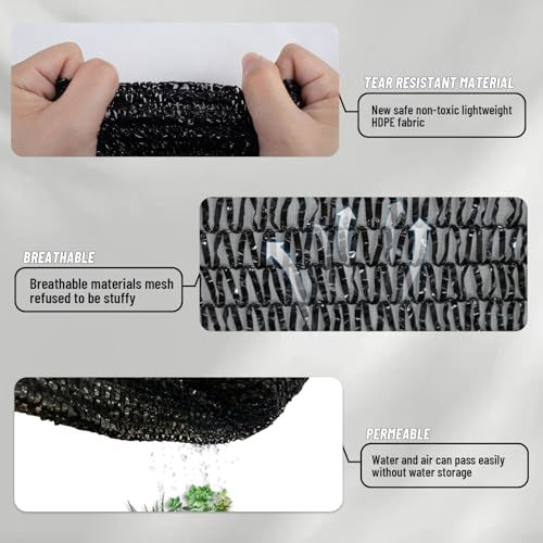 Shade Cloth for Garden (20FTx48FT / 40% Shade-Black)