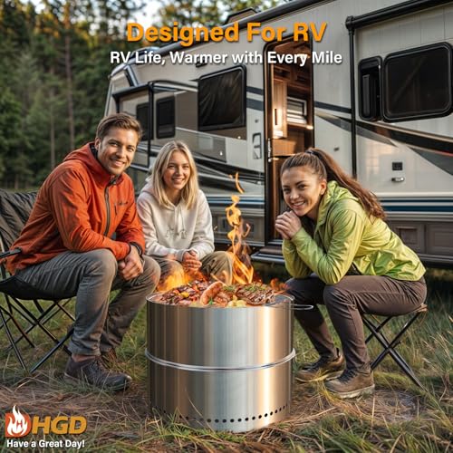 19.5 Inch Smokeless Firepit with Grill (19.5 Inch)