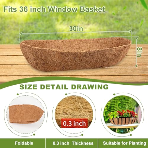 2 Pack 30 Inch Trough Coco Liner for Planters (30 inch-2 Pack)