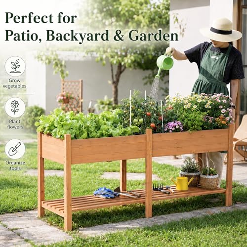72 in Raised Garden Beds Outdoor Fir Wood Planters for Outdoor Plants (Brown / W72X D23.5X H30in)