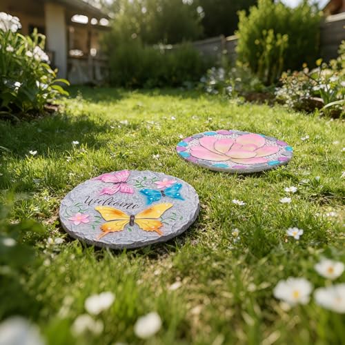 Butterfly Garden Stepping Stones Outdoor 0.75 * 10 * 10 Inch (Yellow3)