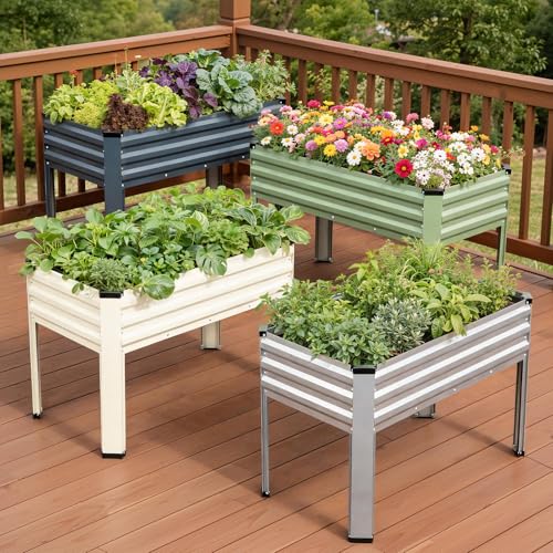 Galvanized Raised Garden Bed with Legs 2Pack (Silver)