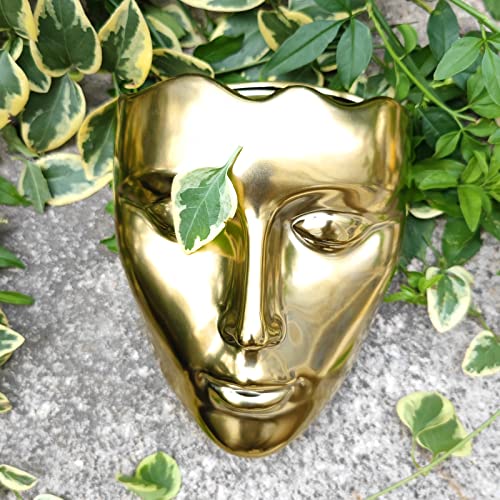 Face Vase Ceramic Female Form Vase (Gold)