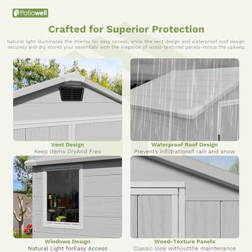 6X4 FT Resin Outdoor Storage Shed with Floor (Light Gray / 6x4)