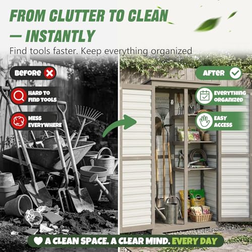 Outdoor Storage Cabinet Store More in Less Space (White / 32" x 16" x 66")