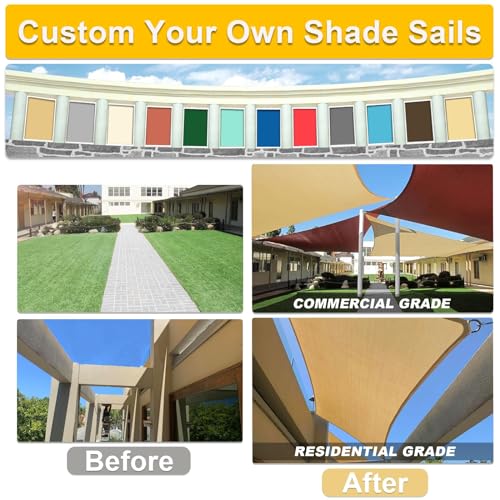 20'x26' Sun Shade Sail Beige Curved Rectangle Customizable (Beige / 20'X26' custom)