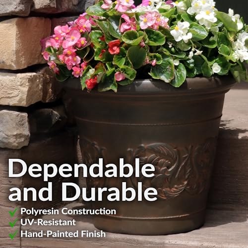 Sunnydaze Arabella 16'' Plastic Planter Pot for Plants (Rust / 16 in)