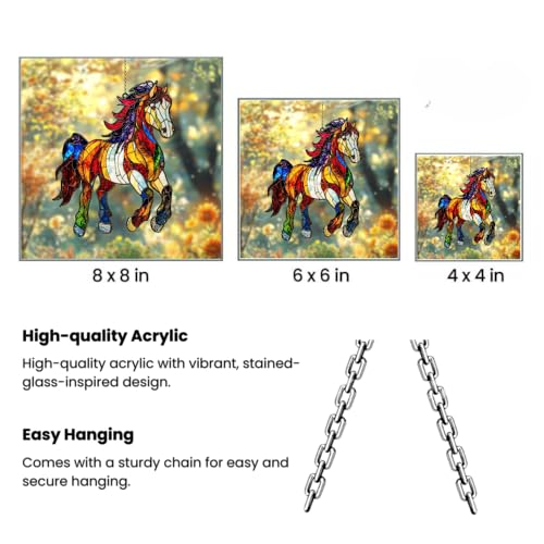 Horse Lover Acrylic Suncatcher Ornament Window Hanging Equestrian Light Catcher Home Decor Gift (1-fba-ett-evg-a167-g / 12")