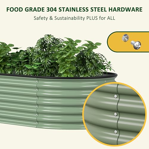 8x2FT Galvanized Raised Garden Bed (Olive Green / 8x2x1.4FT)