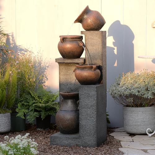 53" H Large Water Fountain Outdoor (Gray)