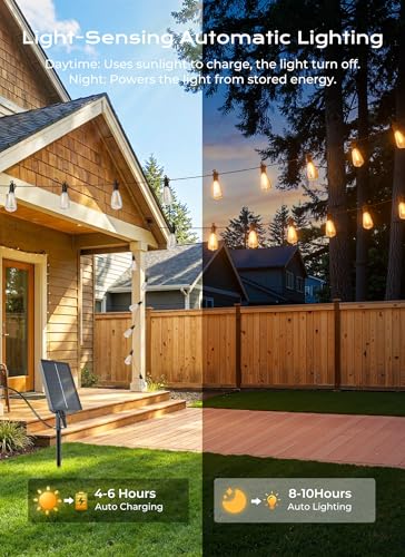 52FT Solar String Lights Outdoor Waterproof (52FT(15 Sockets))