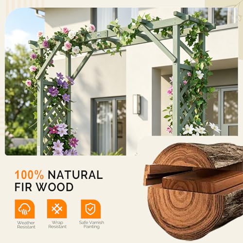 Wooden Garden Arbor with Planter (Olive Green)