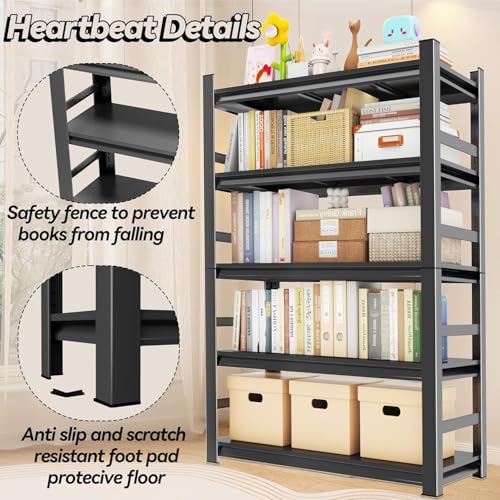 Book Shelf Metal Bookshelves (5-Tier 72''Hx40''Wx14''D)