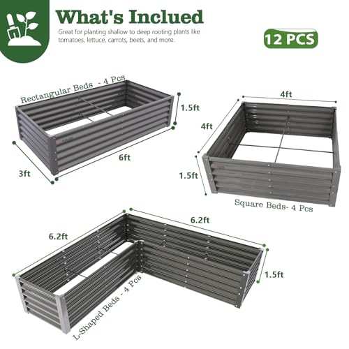 Anleolife 12 Bed Rectangle (Set of 12 / Bloom-grey)