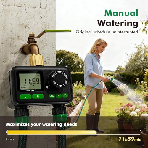2 Zone Programmable Sprinkler Timer for Outdoor Hose Faucet (2 Zone / 1 Pack)