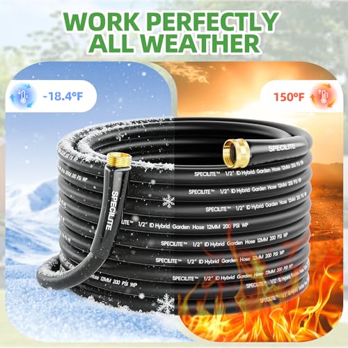 Lightweight Garden Water Hose 200 Ft x 1 (Black / 200 FT)