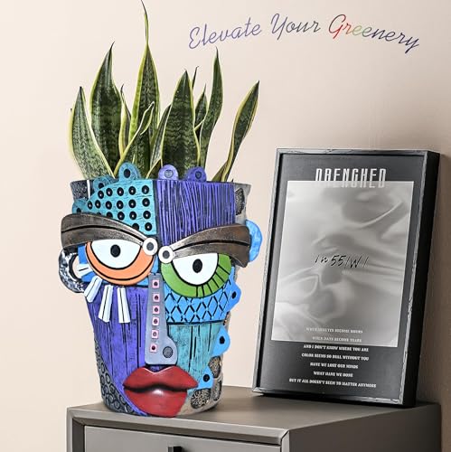 Abstract Face Planter Pots for Indoor Plants & Flowers Deco Gift (Eclectic / Large)