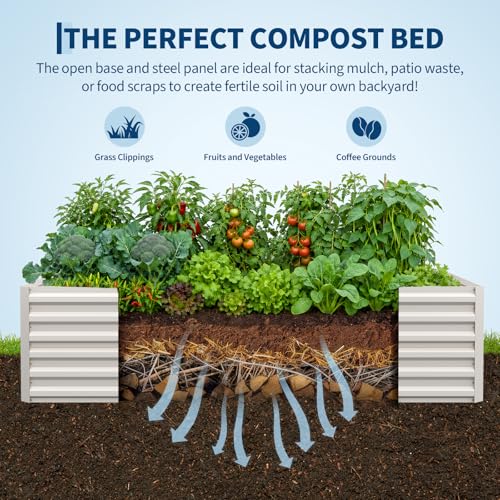 8x4x2ft Galvanized Raised Garden Bed Outdoor (Beige-rect. / 8x4x2ft)