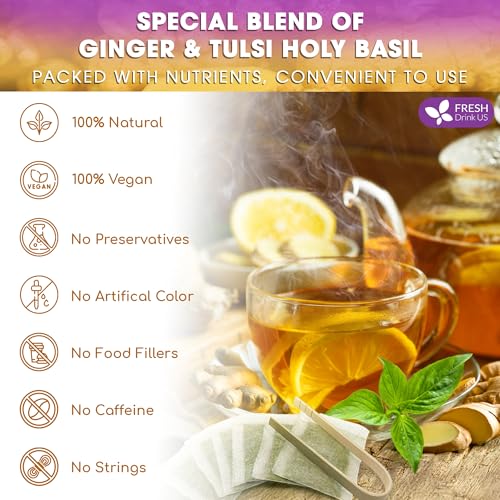 Premium 55 Ginger Tulsi Tea Bags (55 Tea Bags)