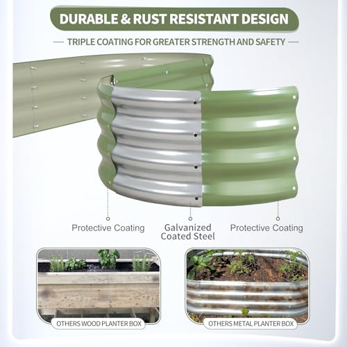 Galvanized Raised Garden Bed Outdoor (Green / 8x2x1ft)