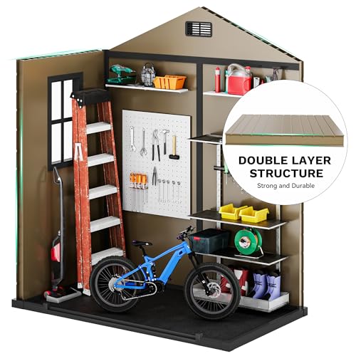 6x4 FT Outdoor Storage Shed with Reinforced Floor (Brown / 6 x 4 FT)