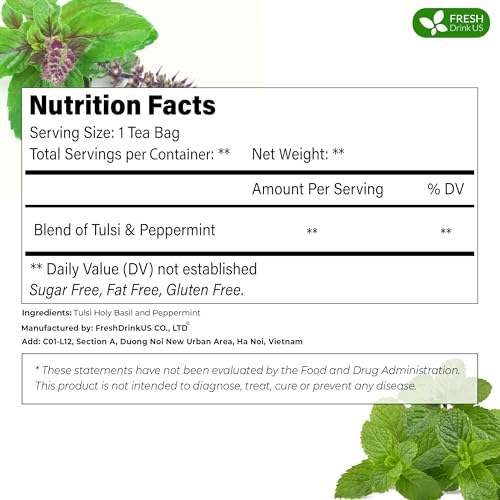 Premium Tulsi Peppermint Herbal Tea (55 Tea Bags)