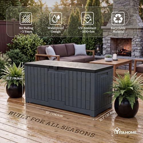 120 Gallon Outdoor Storage Deck Box (Deck Box / 120 Gallon / Dark Gray)