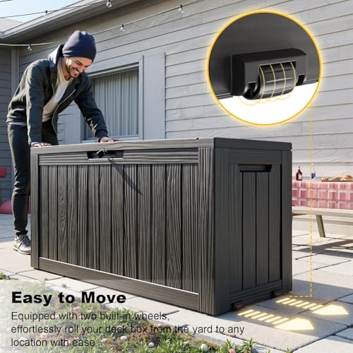 90 Gallon Waterproof Resin Outdoor Storage Box (Black / 91 Gallon)