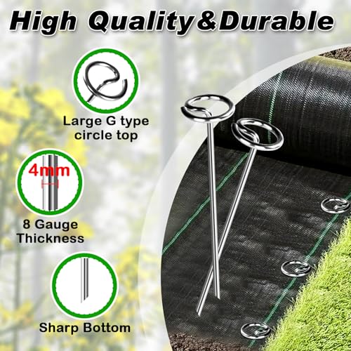 Heavy Duty Landscape Fabric Pins 8 Gauge 60 Pack with Pick Hook