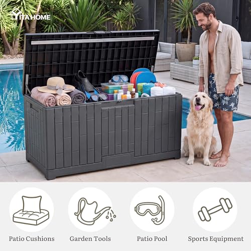 120 Gallon Outdoor Storage Deck Box (Deck Box / 120 Gallon / Dark Gray)