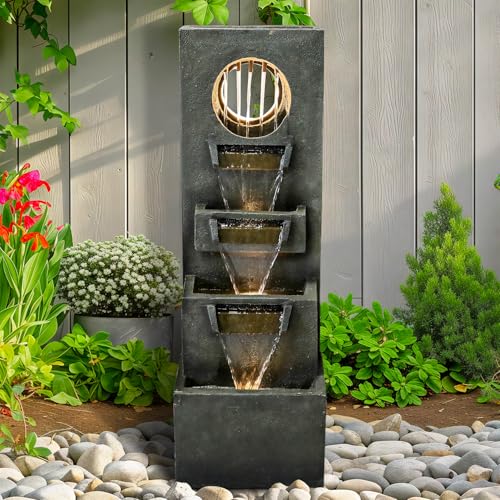 39.3” H Modern Outdoor Fountain (Green / 39.3inches)
