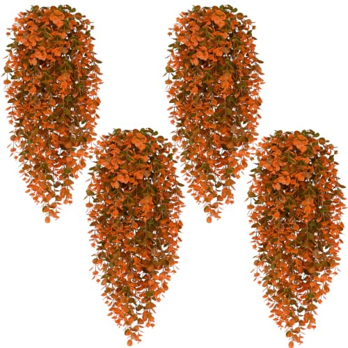 4Pcs Fake Hanging Plants (Orange Eucalyptus Vines / 4Pcs Plants)