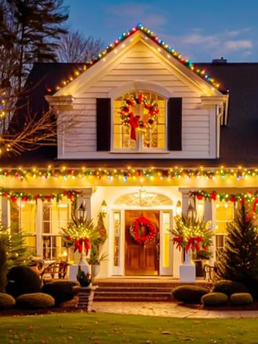 Solar Christmas Lights Outdoor 4 Pack 132FT 400LED String Lights Warm White (Warm White / 4 pack)