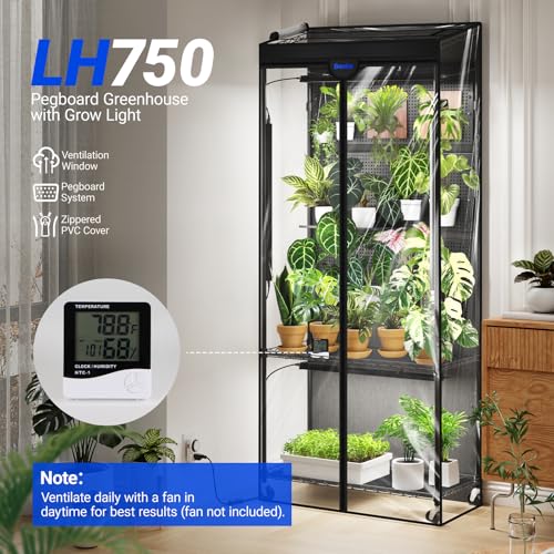 LH750 Pegboard Indoor Greenhouse with Grow Light (5000K-LH750 / 29.5x13.8x67.9IN w/ Tent)