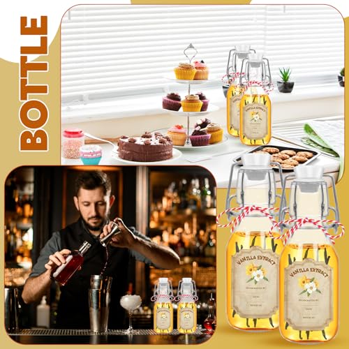 20 Pack Swing Top Glass Vanilla Extract Bottles 4 oz with Lids (Round-4oz-20pcs)