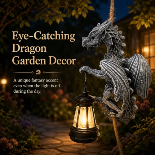Solar Hanging Dragon Garden Decor with LED Lantern (Dragon)