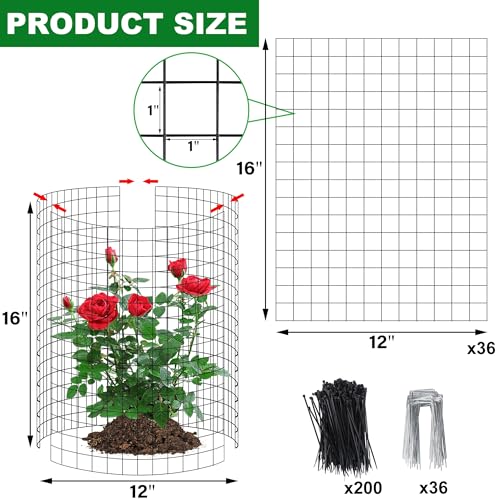 12 Set Garden Plant Protector Cage (16 IN x12 IN / Black)