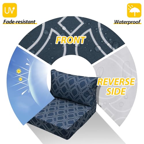 Outdoor Chair Cushions (Slate Blue Vine Trellis / 24"x24"x5" / 24"x13.5")