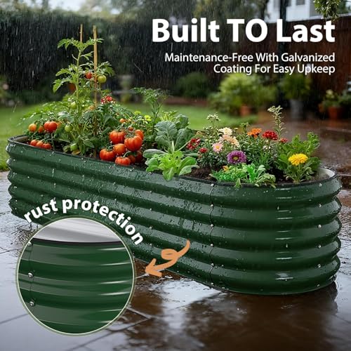 8x2x1.5 ft Galvanized Steel Raised Garden Bed (Moss Green / 8×2×1.5 ft)